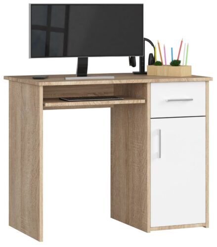 Volně stojící psací stůl Pin 90 cm dub sonoma/bílý Volně stojící psací stůl Pin 90 cm dub sonoma/bílý