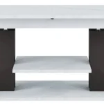 Výškově nastavitelný rozkládací konferenční stolek Moduvo 120/170 cm mramor/černý