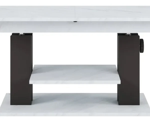 Výškově nastavitelný rozkládací konferenční stolek Moduvo 120/170 cm mramor/černý
