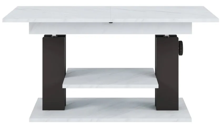 Výškově nastavitelný rozkládací konferenční stolek Moduvo 120/170 cm mramor/černý Výškově nastavitelný rozkládací konferenční stolek Moduvo 120/170 cm mramor/černý