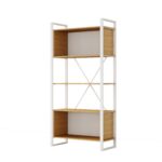 Vysoký kancelářský regál Houseland Nuvia Stack 90 cm dub/bílý