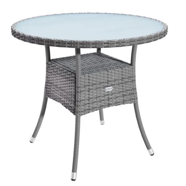 Záhradný stolík Bistra 60 cm polyratan sivý
