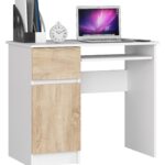 Písací stôl PIKSEL 90 cm biely/dub sonoma ľavý