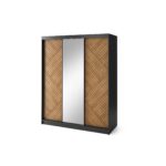 Šatní skříň Marrphy se zrcadlem 180 cm dub Caramel/černá