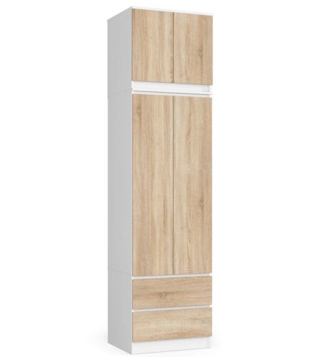 Šatníková skriňa s nástavcom STAR 60 cm biela/dub sonoma Šatníková skriňa s nástavcom STAR 60 cm biela/dub sonoma
