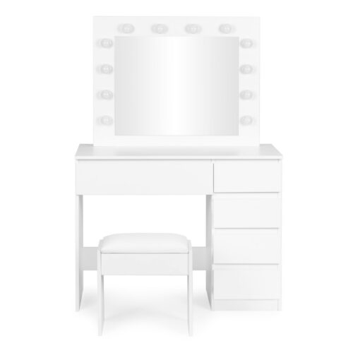 Toaletní stolek s LED osvětlením a taburetem Rety 94 cm bílý Toaletní stolek s LED osvětlením a taburetem Rety 94 cm bílý