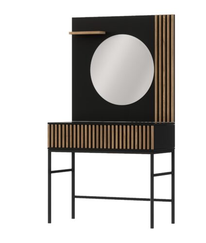 Toaletní stolek se zrcadlem Meorati 85 cm černý/dub Artisan Toaletní stolek se zrcadlem Meorati 85 cm černý/dub Artisan