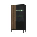 Vitrína Meorati s LED osvětlením 100 cm černá/dub Artisan
